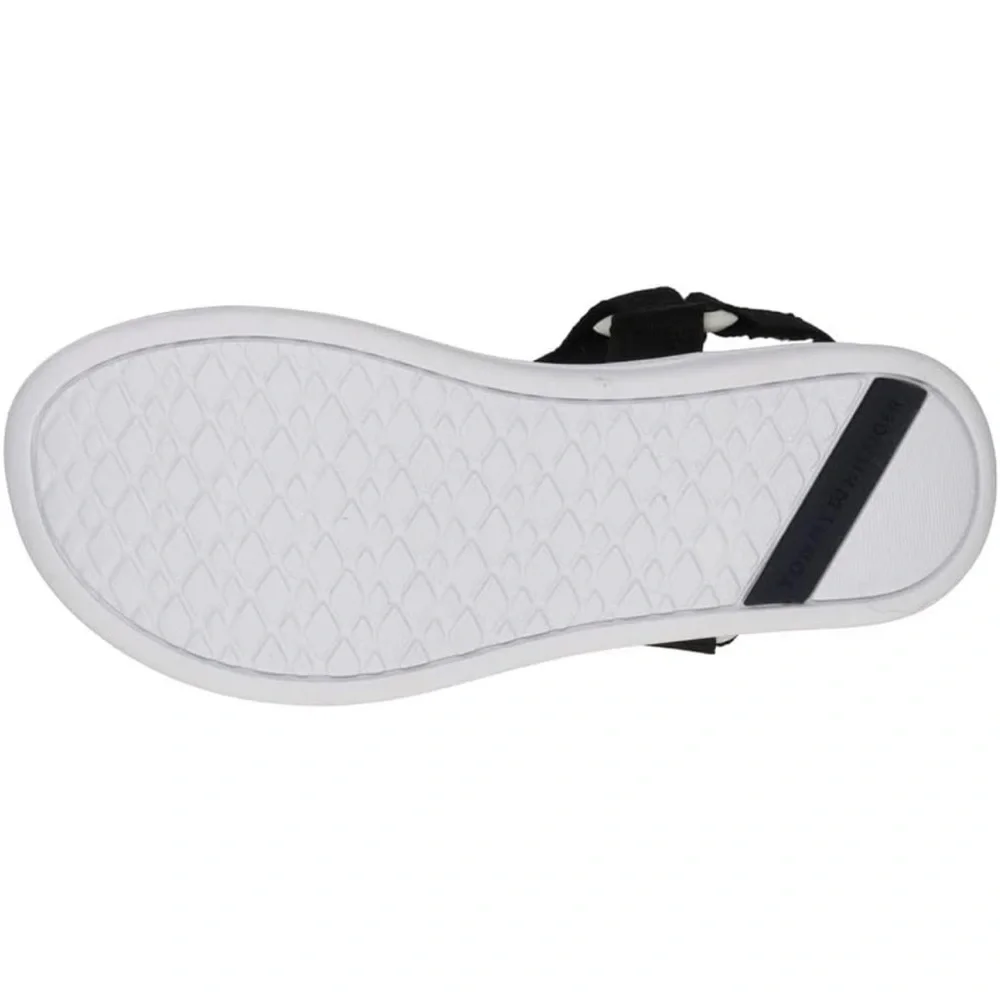 TOMMY HILFIGER Unisex Kids Th Leomi Utility Sandals Black/White US Size 2 NEW!🩴